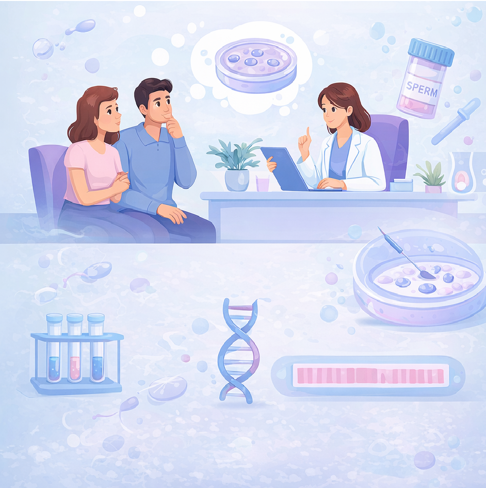 Couple consulting fertility specialist about IVF cycles at Lavanya Fertility Centre in Tirupati